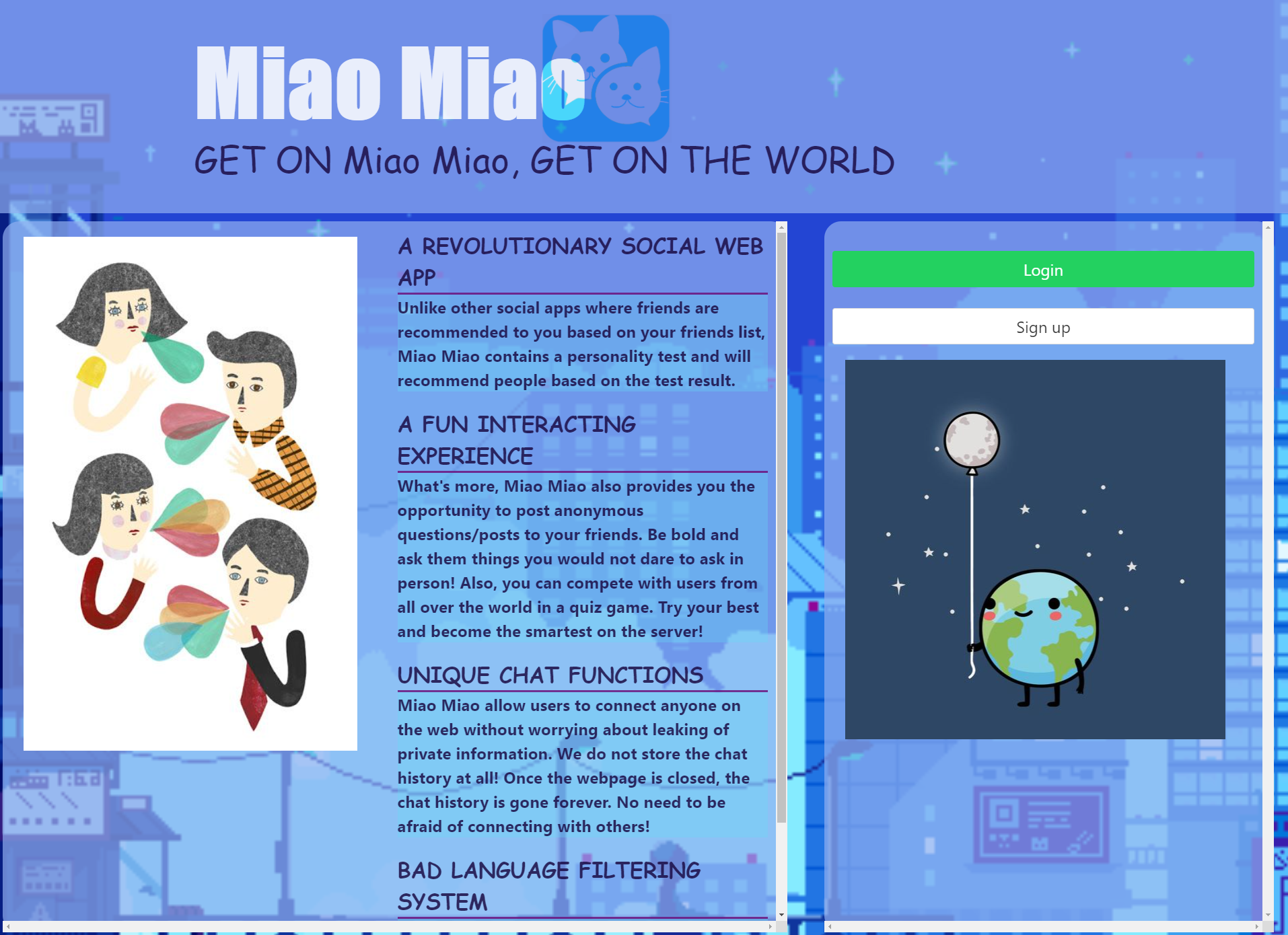 Miao
                            Miao Social Web App